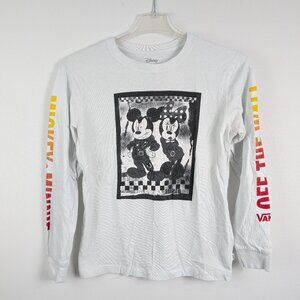 Vans X Disney Punk White Mickey and Minnie Long Sleeve Boyfriend T-shirt - Med